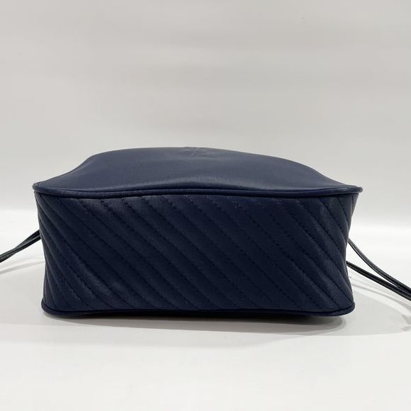 Yves Saint Laurent YSL Logo Drawstring Shoulder Bag Navy - Picture 4 of 12